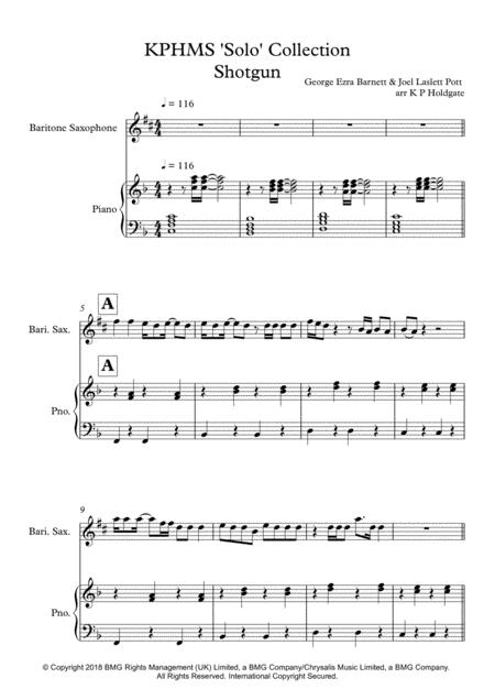 Shotgun Solo For Baritone Saxophone Piano In F Major Sheet Music