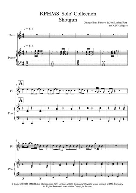 Free Sheet Music Shotgun Solo For Flute Piano In C Major