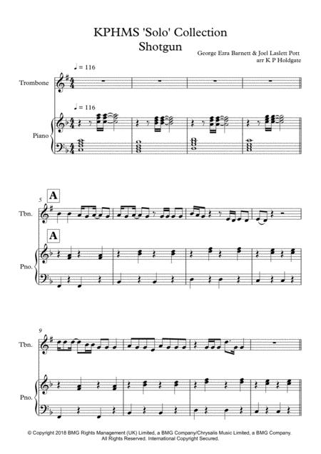 Shotgun Solo For Trombone Treble Clef Piano In F Major Sheet Music