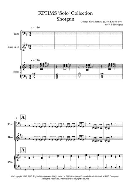 Shotgun Solo For Tuba Bass In Eb Piano In F Major Sheet Music