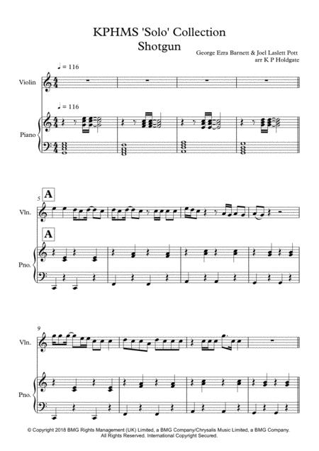 Free Sheet Music Shotgun Solo For Violin Piano In C Major