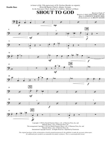 Free Sheet Music Shout To God Double Bass