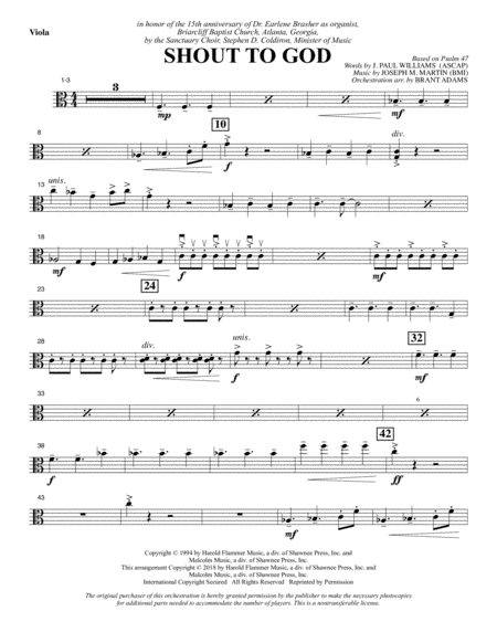 Shout To God Viola Sheet Music