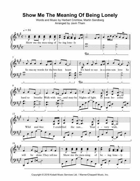 Free Sheet Music Show Me The Meaning Of Being Lonely
