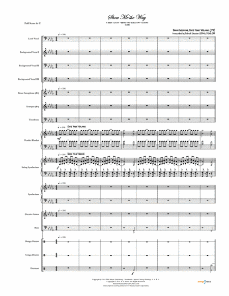 Show Me The Way Chicago Full Score Set Of Parts Sheet Music