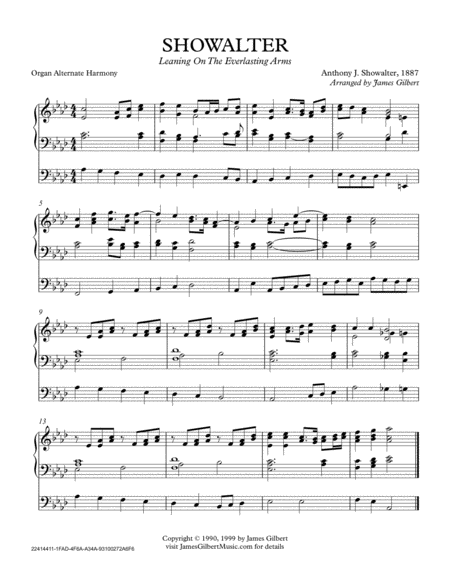 Free Sheet Music Showalter Leaning On The Everlasting Arms Ora