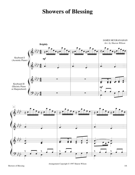 Free Sheet Music Showers Of Blessing 2 Pianos 4 Hands