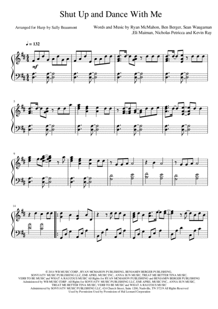 Shut Up And Dance Walk The Moon Harp Solo Sheet Music