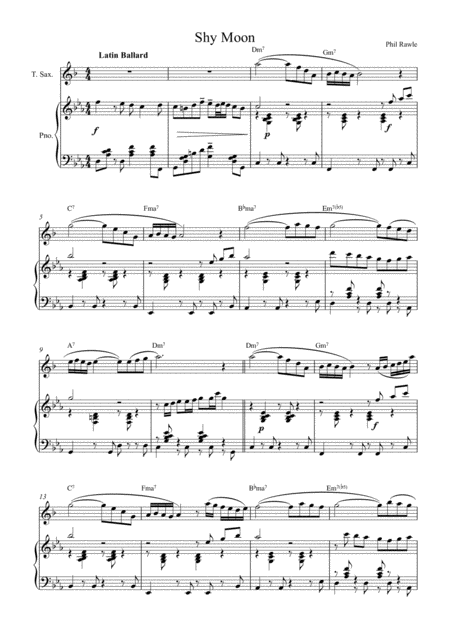 Free Sheet Music Shy Moon Tenor Sax Solo