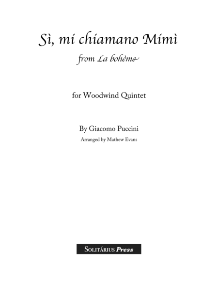 Free Sheet Music Si Mi Chiamano Mim