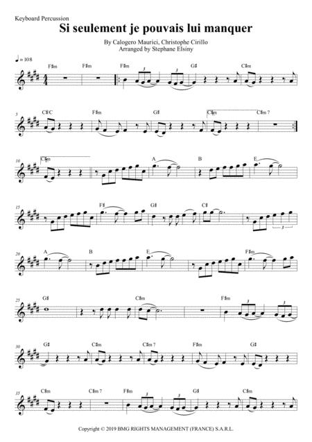 Free Sheet Music Si Seulement Je Pouvais Lui Manquer Calogero Karaoke For Keyboard Percussion