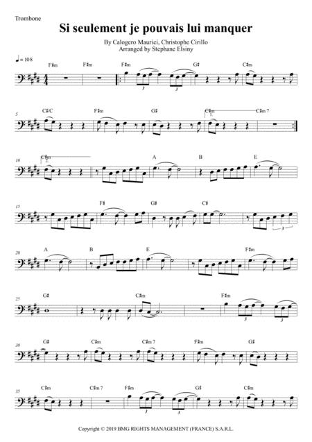 Free Sheet Music Si Seulement Je Pouvais Lui Manquer Calogero Karaoke For Trombone