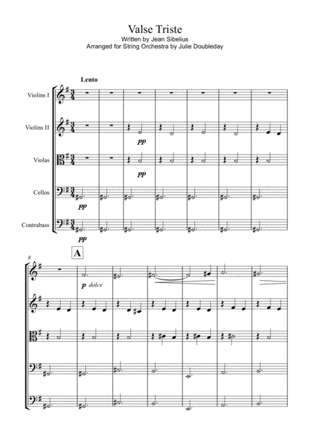 Free Sheet Music Sibelius Valse Triste For String Orchestra Score And Parts