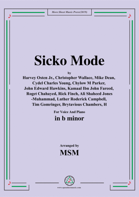 Free Sheet Music Sicko Mode In B Minor For Voice And Piano