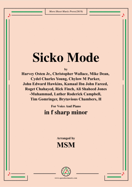 Sicko Mode In F Sharp Minor For Voice And Piano Sheet Music