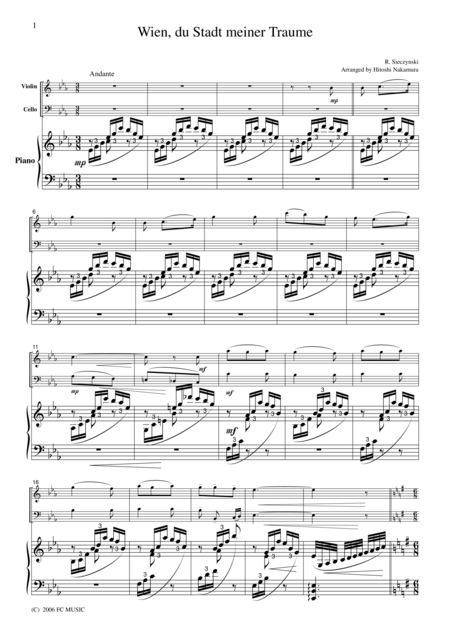 Sieczynsky Vienna City Of My Dreams For Piano Trio Ps001 Sheet Music