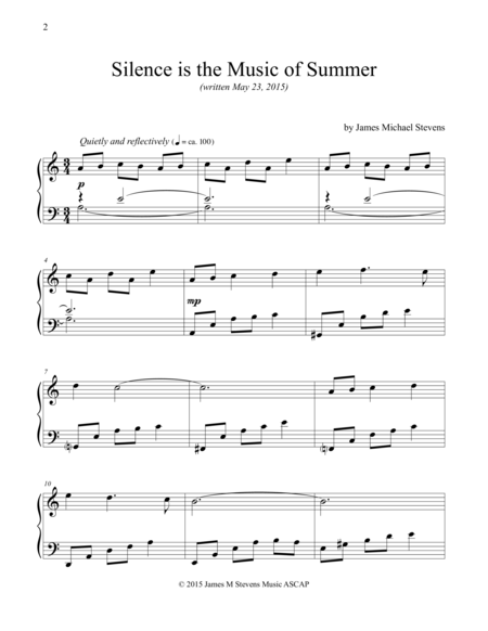 Silence Is The Music Of Summer Sheet Music