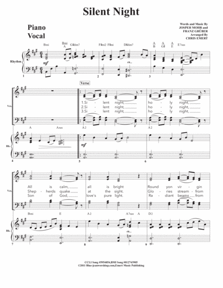 Silent Night 2018 Singers Rhythm Section Sheet Music