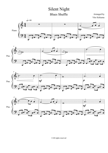 Free Sheet Music Silent Night Blues Shuffle For Piano