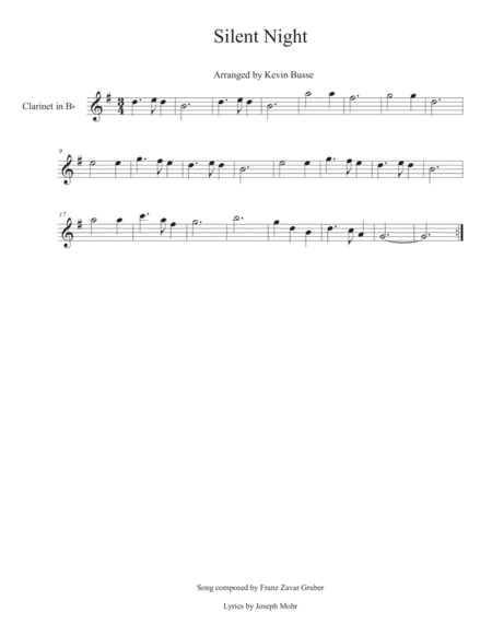 Silent Night Clarinet Sheet Music