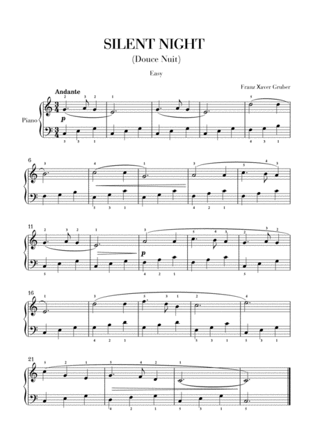 Silent Night Douce Nuit Easy Sheet Music