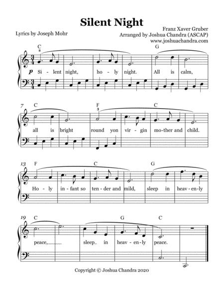 Free Sheet Music Silent Night Easy Piano W Note Write In