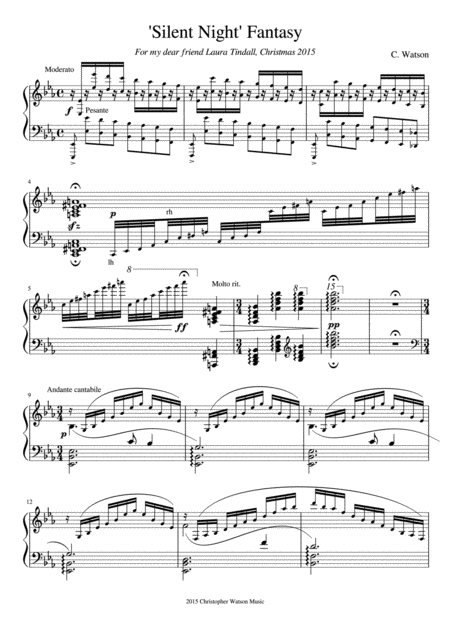 Free Sheet Music Silent Night Fantasy For Solo Piano