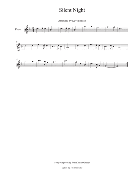 Free Sheet Music Silent Night Flute