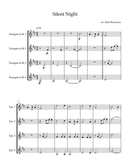 Free Sheet Music Silent Night For 4 Trumpets
