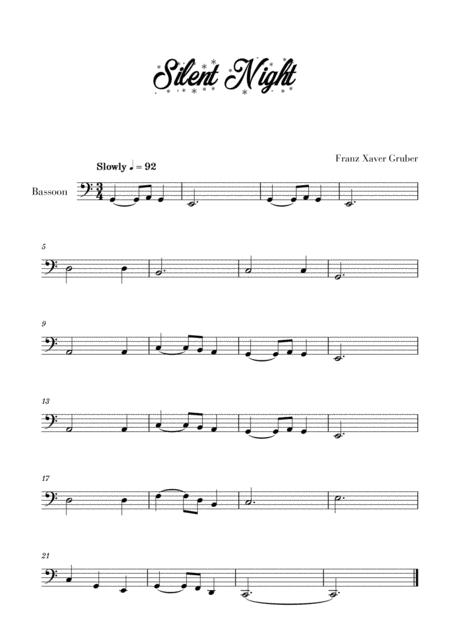 Free Sheet Music Silent Night For Bassoon