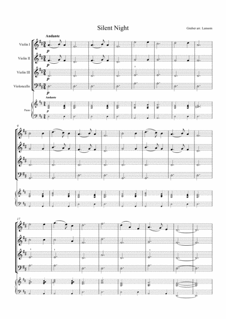 Silent Night For Beginner String Orchestra Sheet Music