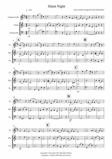 Silent Night For Clarinet Violin And Cello Sheet Music