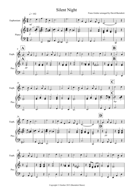 Silent Night For Euphonium And Piano Sheet Music