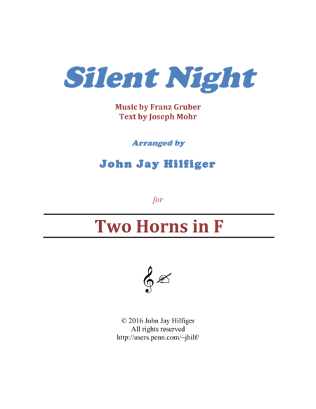 Silent Night For Horns Sheet Music