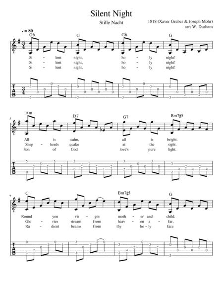 Free Sheet Music Silent Night For Intermediate Fingerstyle Guitar With Tab And Notation