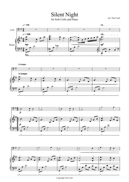 Silent Night For Solo Cello And Piano Sheet Music