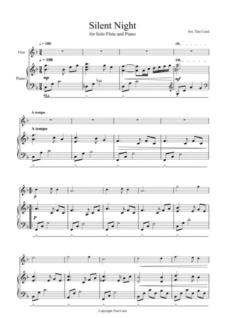 Free Sheet Music Silent Night For Solo Flute And Piano