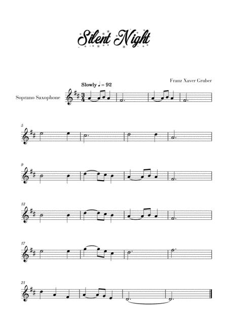 Free Sheet Music Silent Night For Soprano Saxophone