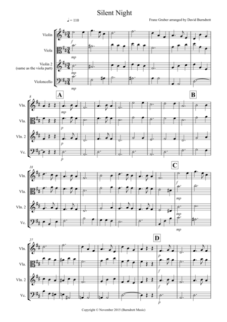 Silent Night For String Trio Sheet Music