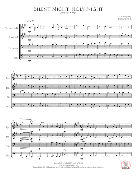 Silent Night Holy Night Brass Ensemble Sheet Music