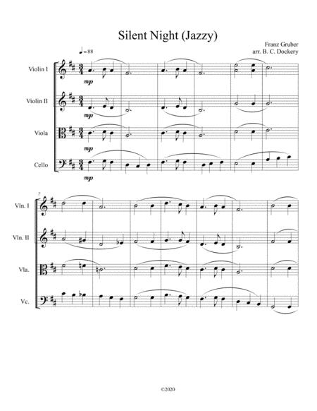 Free Sheet Music Silent Night Jazzy For String Quartet