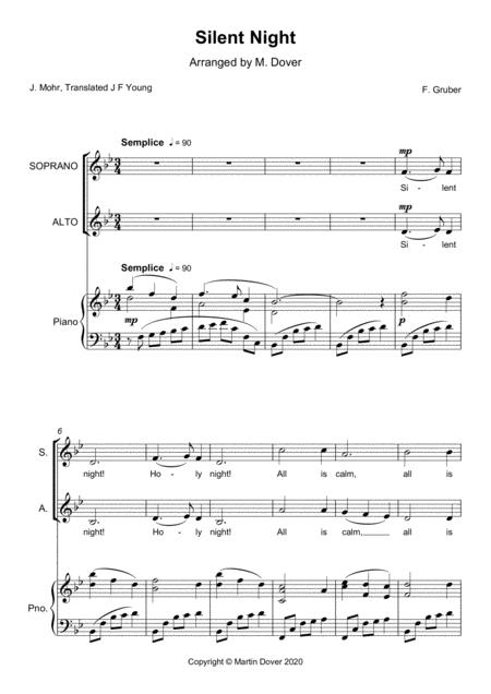 Silent Night Sa Two Part Choir Sheet Music