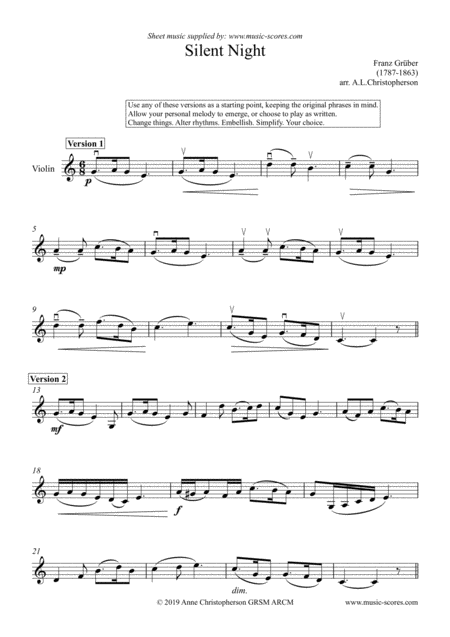 Silent Night Solo Violin Sheet Music