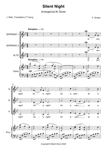 Silent Night Ssa Three Part Choir Upper Voices Sheet Music