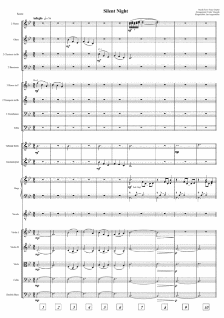 Free Sheet Music Silent Night Stille Nacht Full Orchestra Solo Vocal Bb Major Score And Parts