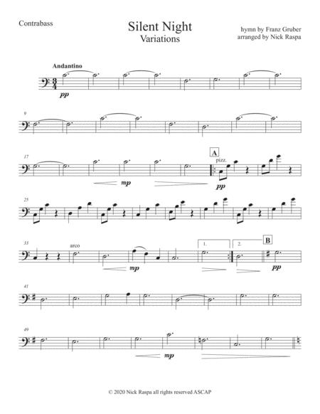 Silent Night Variations Full Orchestra Contrabass Part Sheet Music