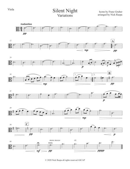 Silent Night Variations Full Orchestra Viola Part Sheet Music