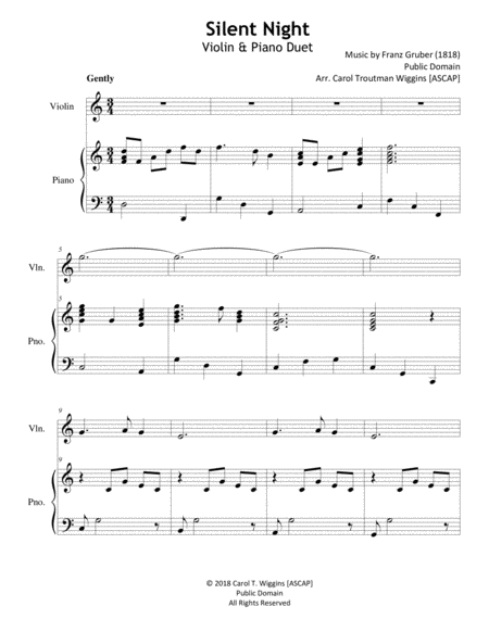 Free Sheet Music Silent Night Violin Piano