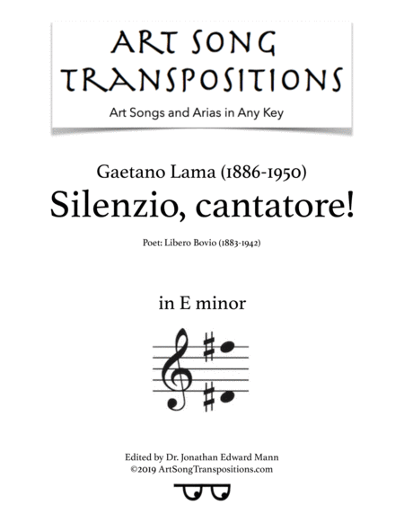 Silenzio Cantatore Transposed To E Minor Sheet Music