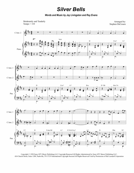 Free Sheet Music Silver Bells Duet For Violin And Cello